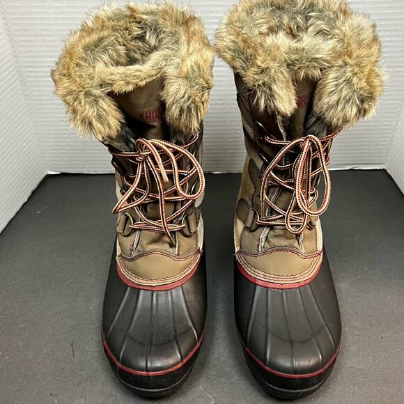 KHOMBU Womens North Star Snow Waterproof Winter Boots Tan Size 9M - Picture 3 of 13